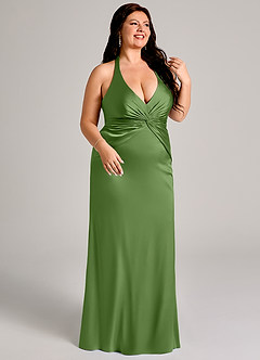 Azazie Valerie Brudtärnklänningar Klä av Sjöjungfru i Stretch Satin Plisserad Basilika image10