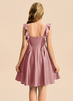 Azazie Kira Junior Dusty Rose A-Line Ruched Stretch Satin Dress image2