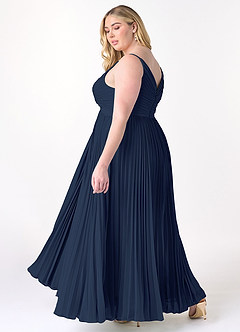 Azazie Raychelle Bridesmaid Dresses Dark Navy A-Line V-Neck Chiffon Dress image10