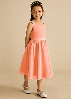 Azazie Ari Flower Girl Dresses Sunset A-Line Sleeveless Chiffon Dress image5
