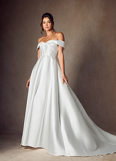 Azazie Kaylynn Wedding Dresses Diamond White A-Line Sweetheart Neckline Mikado Dress image6