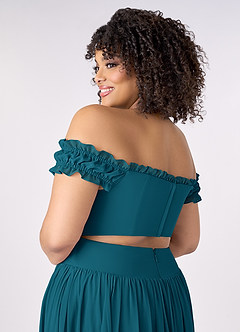 Barbie ♥ Azazie Bridesmaid Dresses Ink Blue A-Line Off the Shoulder Chiffon Convertible Dress image12
