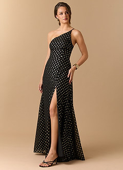 Vestido Lunares Negros Y Dorados Maxi Kiera image4