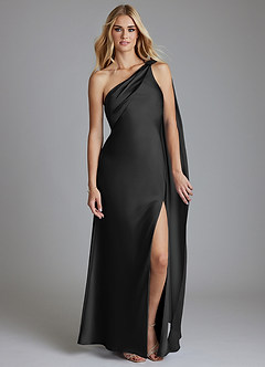 Azazie Loreen Final Sale Sky Blue Mermaid One Shoulder Stretch Satin Dress image5