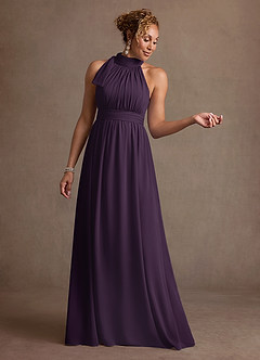 Azazie Antoinette Mother of the Bride Dresses Plum A-Line Pleated Chiffon Dress image1