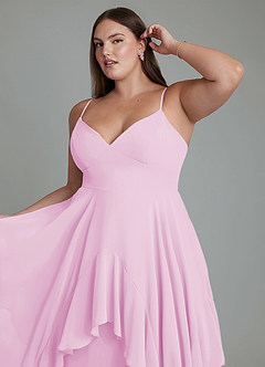 Azazie Zaina Bridesmaid Dresses Candy Pink A-Line Chiffon Dress image12