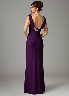 Azazie Kieryn Bridesmaid Dresses Grape Mermaid Pleated Stretch Satin Dress image6