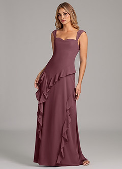 Azazie Sloane Robes de demoiselle d'honneur Robe Trapèze en Mousseline de soie Encolure en Forme de Cœur Sangria image6
