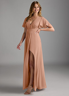 Azazie Zaniah Brautjungfernkleider A-Linie Chiffon Kleid Champagner Rosa image5