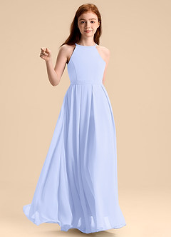 Azazie Arianthe Junior Abito A-Line in Chiffon Plissettato Lavanda image6