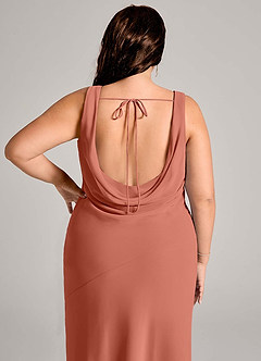 Azazie Rylina Vestidos de damas de honor Vestido de Arcilla de Gasa de Corte Sirena con Plisado image12