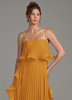 Azazie Alexia Bridesmaid Dresses Butterscotch A-Line Ruched Chiffon Dress image2