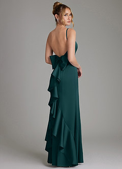 Azazie Zherra Bridesmaid Dresses Pine Mermaid Bow Stretch Satin Dress image1