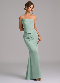 Azazie Sorrel Bridesmaid Dresses Agave Mermaid Corset Chiffon Dress image7