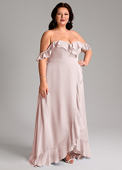 Azazie Lyra Bridesmaid Dresses Blushing Pink A-Line Chiffon Convertible Dress image13