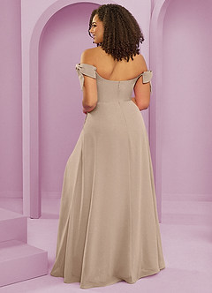 Barbie ♥ Azazie Jurken voor bruidsmeisjes Converteerbaar Jurk van Chiffon met A-Lijn Off the Shoulder Taupe image2