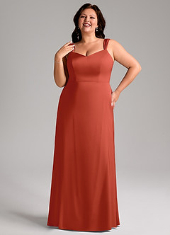 Azazie Denice Robes de demoiselle d'honneur Robe Fourreau en Satin extensible Plissée Rouille image10