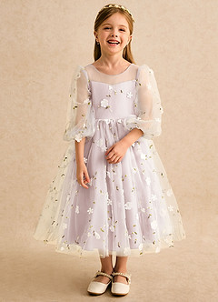 Azazie Elowen Flower Girl Dresses Blushing Pink A-Line Sweetheart Neckline Lace Dress image5