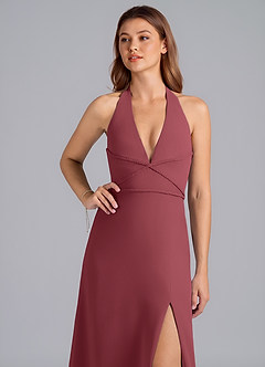 Azazie Odie Bridesmaid Dresses Merlot A-Line Chiffon Dress image6