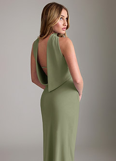 Azazie Lusinda Vestidos de madrinha de casamento Vestido Pistache de Chiffon de sereia com Fora do ombro image5