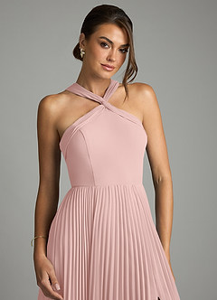 Azazie Afra Abiti da Damigella Abito A-Line in Chiffon Plissettato Rosa Cipria image10