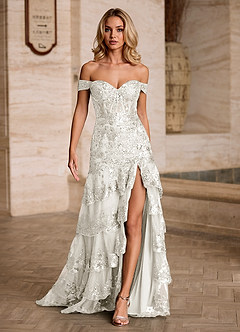 Jenna Hvid Flæset Glitter Havfrue Gallakjole image4