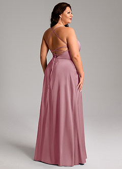 Azazie Mei Bridesmaid Dresses Vintage Mauve A-Line V-Neck Stretch Satin Dress image12