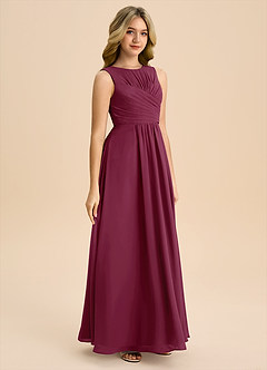 Azazie Skyla Junior Mulberry A-Line Pleated Chiffon Dress image4