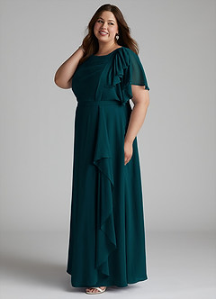 Azazie Aaliyah Modest Bridesmaid Dresses A-Line Scoop Pleated Chiffon Floor-Length Dress image7