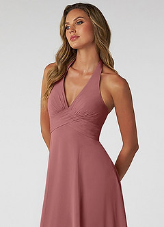 Azazie Tessie Bridesmaid Dresses Amethyst A-Line V-Neck Pleated Chiffon Dress image5