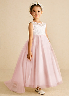 Azazie Tay Flower Girl Dresses Blushing Pink A-Line Sequins Tulle Dress image3