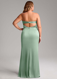 Azazie Leonis Vestidos de damas de honor Vestido de Agave de Satén Elástico de Corte Sirena Convertible con Plisado image9