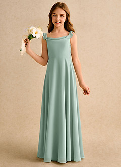 Azazie Puppy Girls Formal Flower Girl Dresses Agave A-Line Pleated Chiffon Dress image3