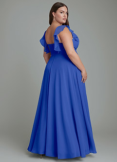 Azazie Leilani Bridesmaid Dresses Royal Blue A-Line Pleated Chiffon Dress image7
