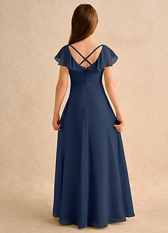 Azazie Nari Girls Formal Flower Girl Dresses Dark Navy A-Line with Sleeves Chiffon Dress image7
