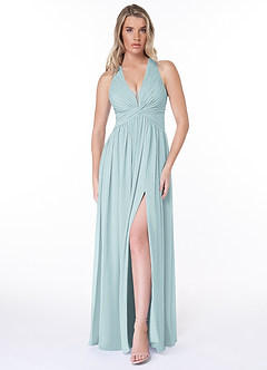 Azazie Jaclyn At-home Try On Dresses Desert Rose A-Line Pleated Chiffon Dress image1