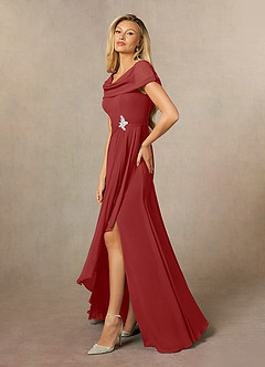 Azazie Mary Mother of the Bride Dresses Rust A-Line Side Slit Chiffon Dress image2
