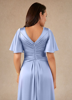Azazie Emmeline Mother of the Bride Dresses Ice A-Line Pleated Stretch Satin Dress image4