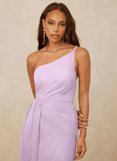 Christian Siriano Bridal for Azazie 1003 Bridesmaid Dresses Frosted Lilac Sheath One Shoulder Chiffon Dress image4