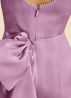 Azazie Emi Junior Wisteria Sheath Bow Stretch Satin Dress image7