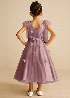 Azazie Minia Jurken voor bloemenmeisjes A-Lijn Jurk van Mat Satijn Boog Stoffige Roos image6