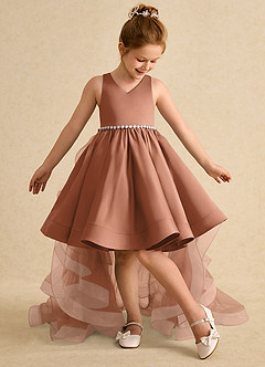 Azazie Julietta Blumenmädchenkleider Ballkleid Cabrio Tüll Kleid Bronzer image5