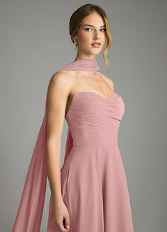 Azazie Ayla Abiti da Damigella Abito A-Line in Chiffon Scollo a Cuore Rosa Polverosa image6