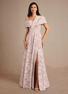 Azazie Milton vestidos de madre de la novia Vestido de Rosa Rubor de Devorado Floral de Corte En A con Plisado image4