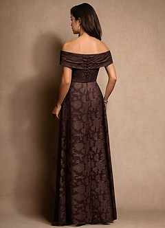 Azazie New Britain Mother of the Bride Dresses Ganache A-Line Pleated Floral Burnout Dress image3