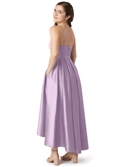 Azazie Jemima Junior A-Linie mit Taschen Stretch-Satin Kleid Frostiges Flieder image5