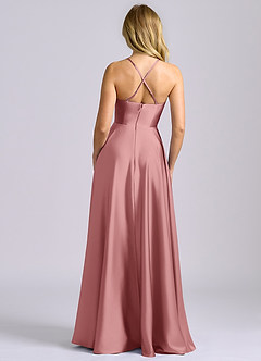 Azazie Truce Bridesmaid Dresses Dusty Rose A-Line Stretch Satin Dress image2