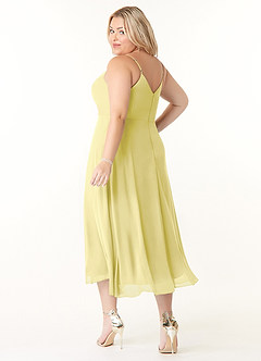 Azazie Clarissa Bridesmaid Dresses Lemon Sorbet A-Line V-Neck Chiffon Dress image10