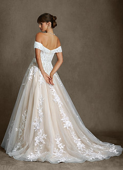 Azazie Becca Wedding Dresses Diamond White Champagne A-Line Sweetheart Neckline Tulle Dress image2