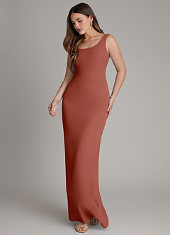 Azazie Hadley Bridesmaid Dresses Auburn Mermaid Pleated Chiffon Dress image3